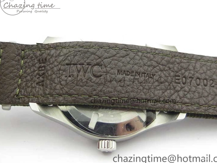 MIROTIME 0207 Fashionable Pilot IW326801 SS MK 1:1 Best Edition Black Dial on Green Nylon Strap MIYOTA 7122